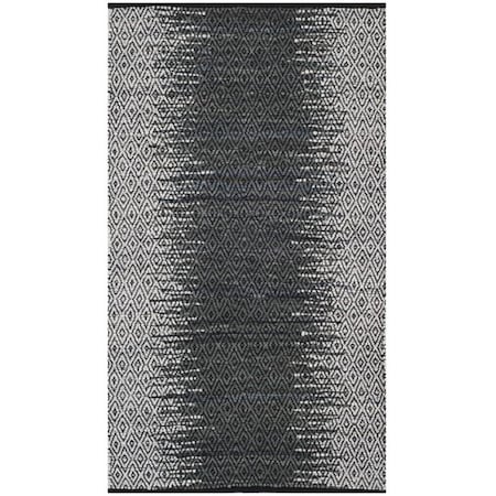Flowers First 3 x 5 ft. Vintage Leather Hand Woven Area Rug, Light Grey & Charcoal - Small Rectangle FL2149538